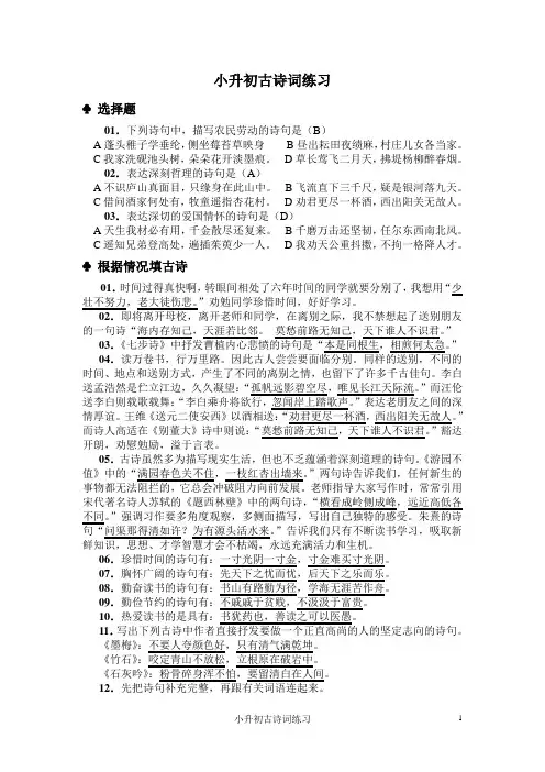 小升初古诗词练习