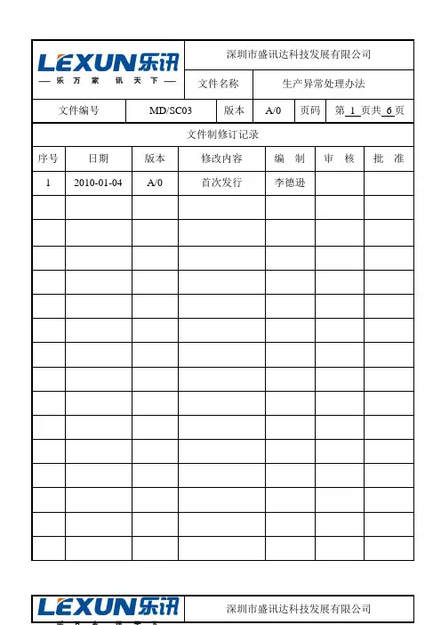 生产异常处理办法