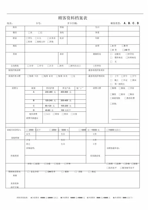 美容院顾客档案