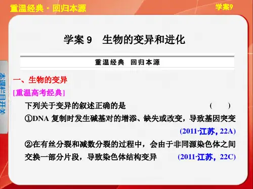 《步步高》高三生物考前三个月二轮专题  学案9 生物的变异和进化PPT课件