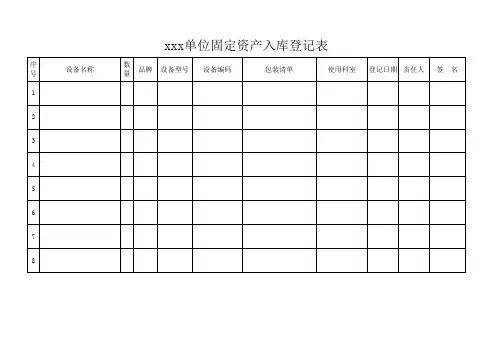 单位固定资产入库登记表