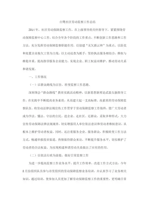 劳动监察工作总结 2