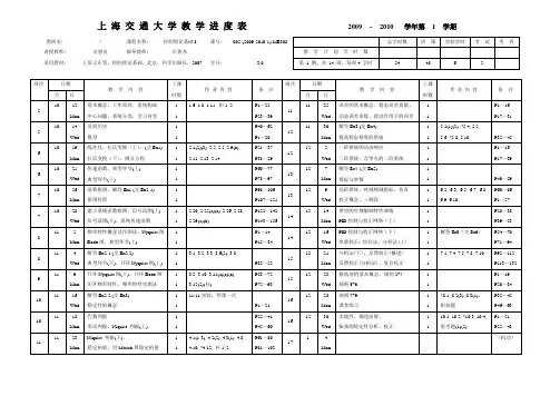 上海交大809考研机械设计与理论教学进度表(54学时,2009-2010-5,17周)