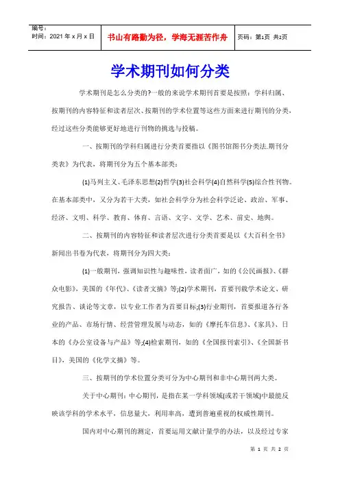 学术期刊如何分类