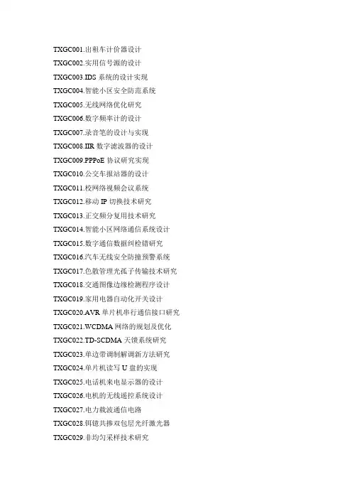 通信工程毕业设计列表