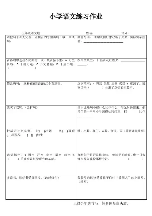 小学五年级语文自我提高 (95)