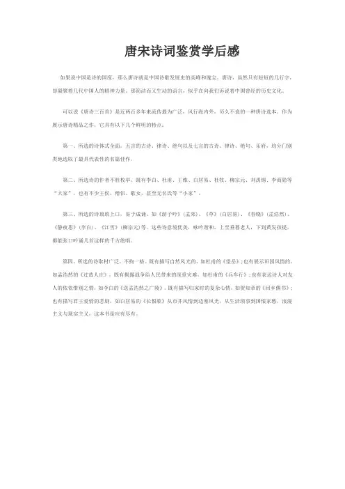 唐宋诗词鉴赏学后感