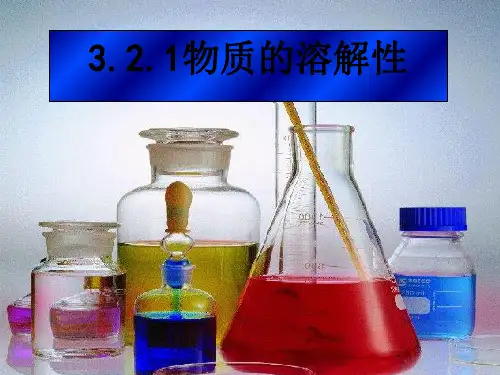 沪教上海版九年级化学上册 3.2溶液——物质的溶解性教学课件