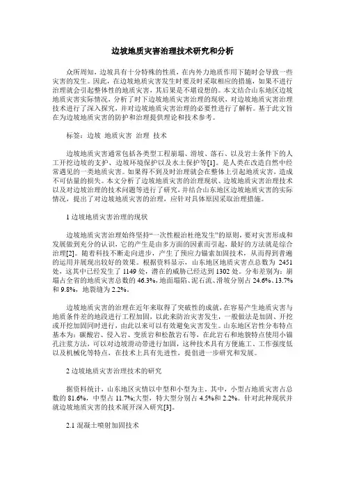 边坡地质灾害治理技术研究和分析