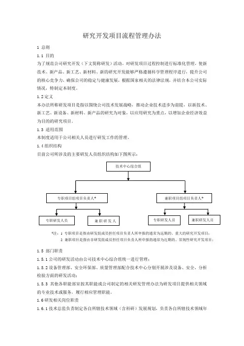 研究开发项目流程管理办法