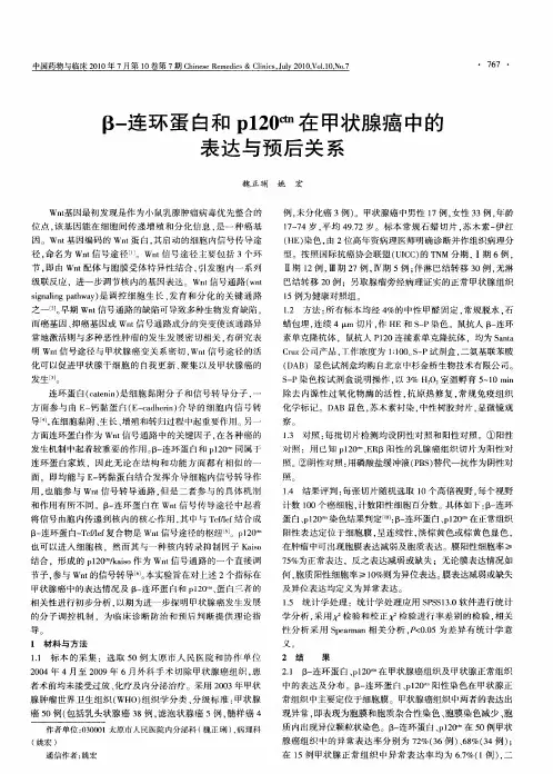 β-连环蛋白和p120(ctn)在甲状腺癌中的表达与预后关系
