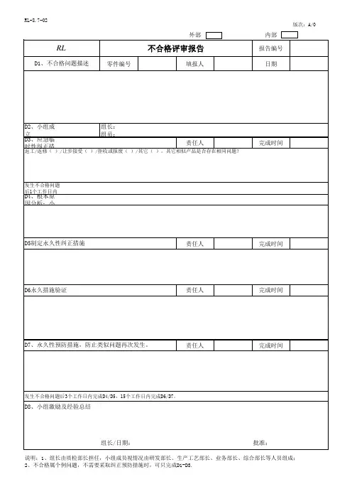 不合格评审报告