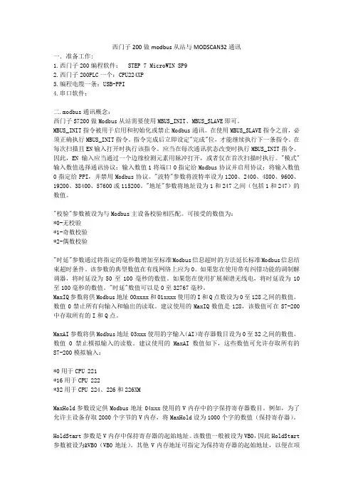 西门子做modbus从站与MODSCAN通讯