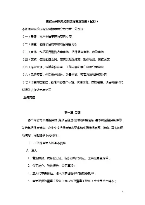 风险控制流程管理制度(试行)