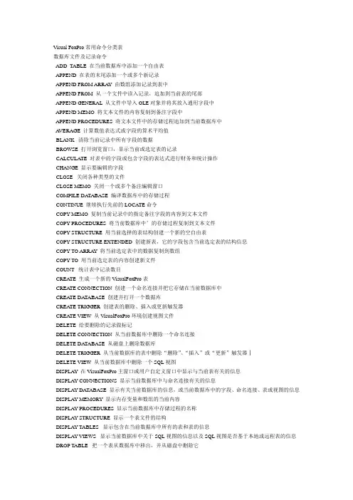 visual foxpro常用指令