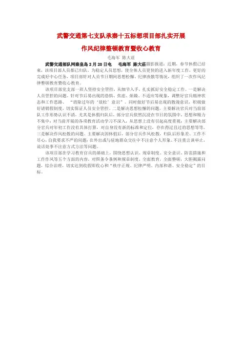 作风纪律教育整顿