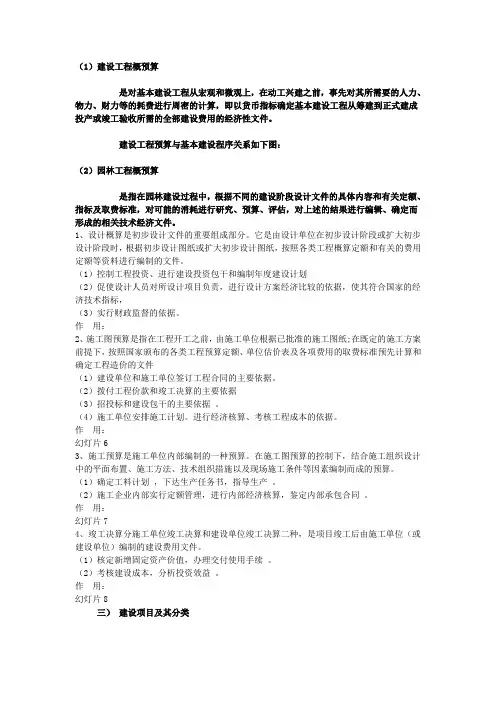 园林工程概预算ppt word版