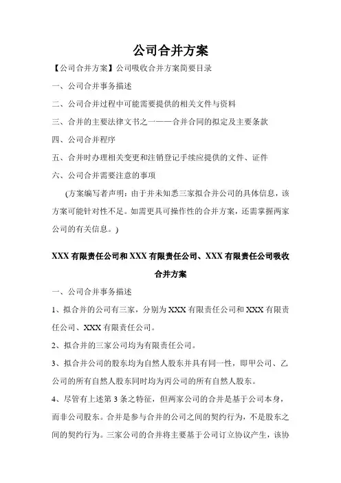 公司合并方案 2
