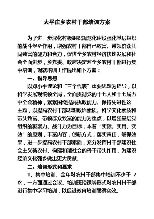 农村干部培训方案