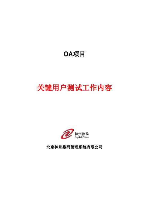 关键用户测试工作说明