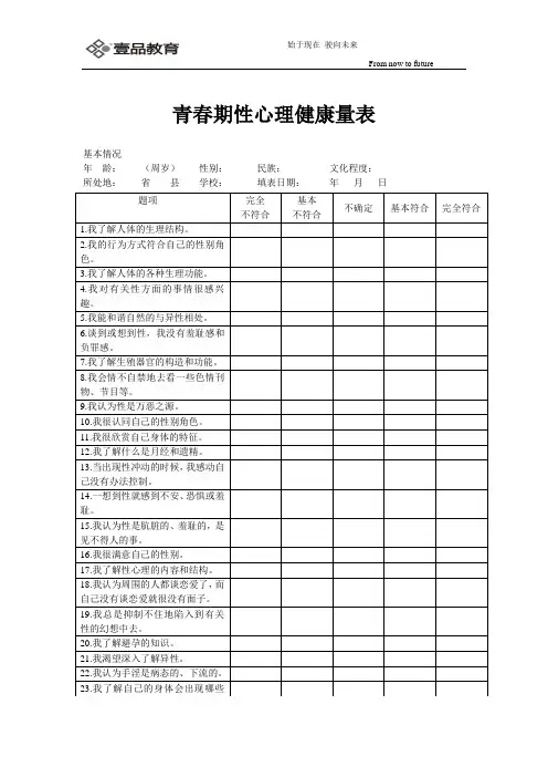 青春期性心理健康量表