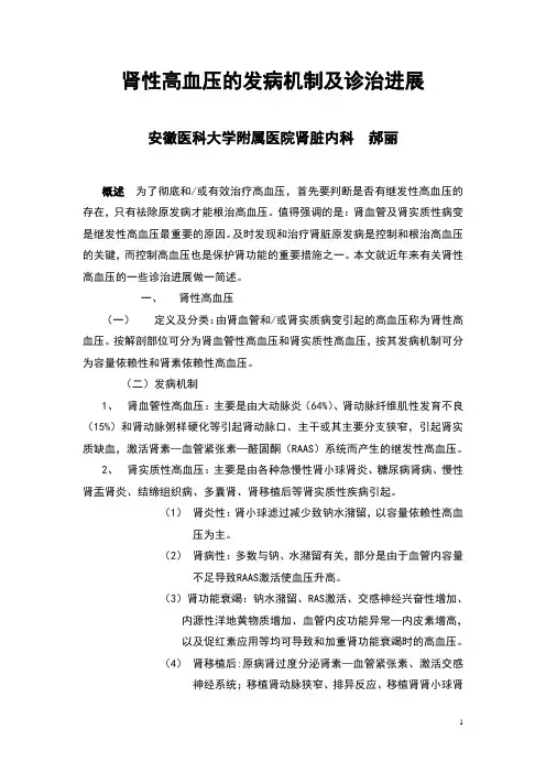 肾性高血压的发病机制