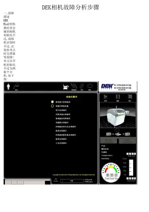 DEK相机故障分析步骤