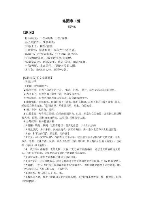 沁园春雪的赏析新品