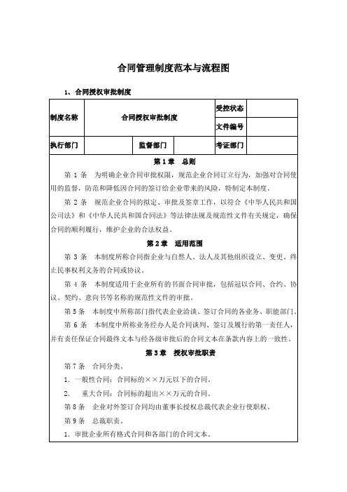 合同管理制度范本与流程图