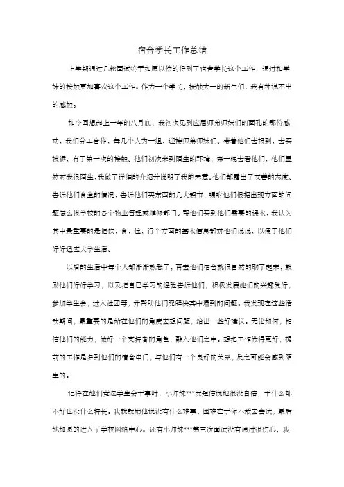 宿舍学长工作总结