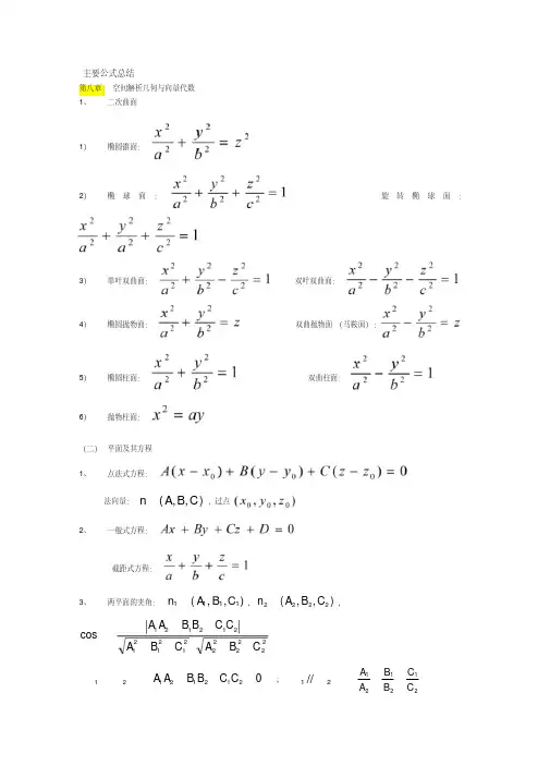 高等数学下知识点总结