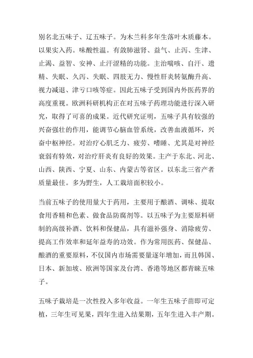 别名北五味子