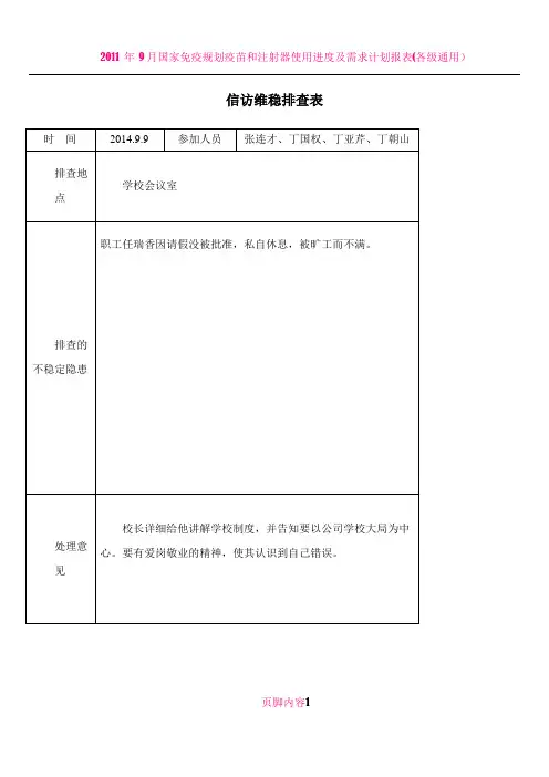 信访稳定隐患排查表