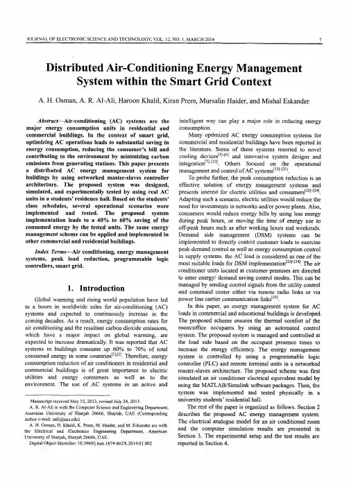 Distributed Air-Conditioning Energy Management  System within the Smart Grid Context