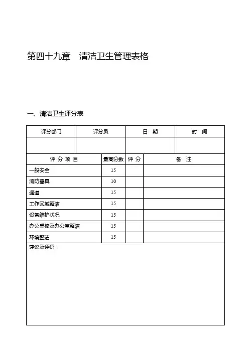 清洁卫生管理表格 2