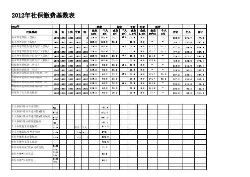 2012年社保缴费基数