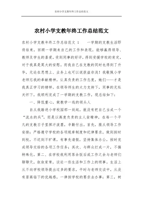 农村小学支教年终工作总结范文