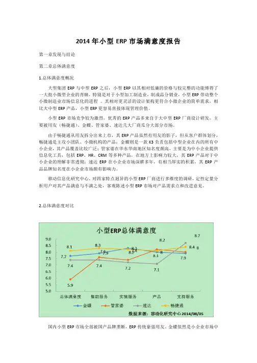 2014年小型ERP市场满意度报告