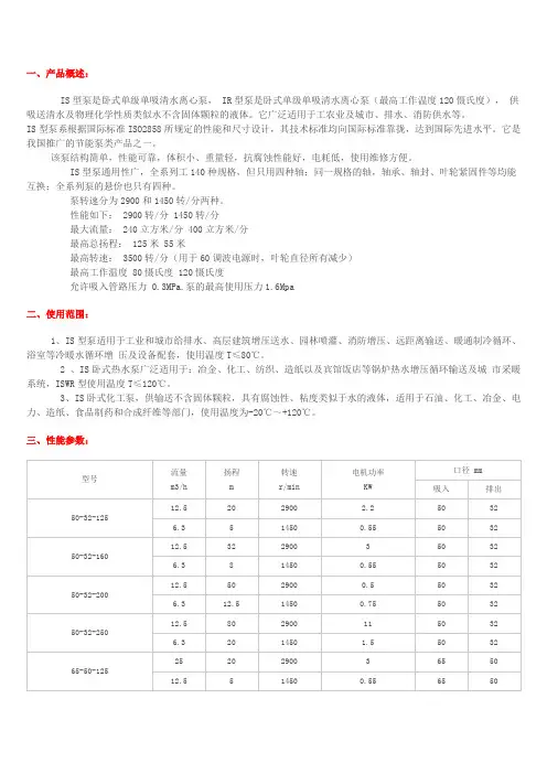 IS 清水离心泵
