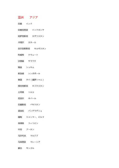 各个国家 日语读法