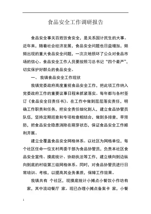 食品安全调研报告