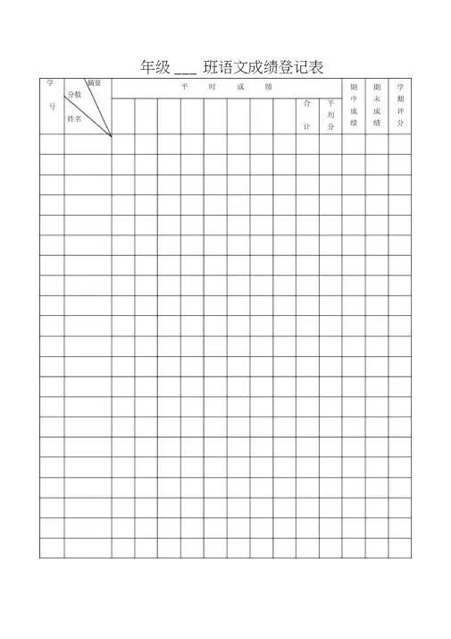 学生成绩登记表模板