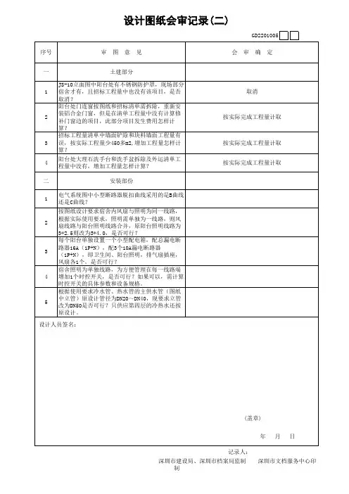 设计图纸会审记录(二)
