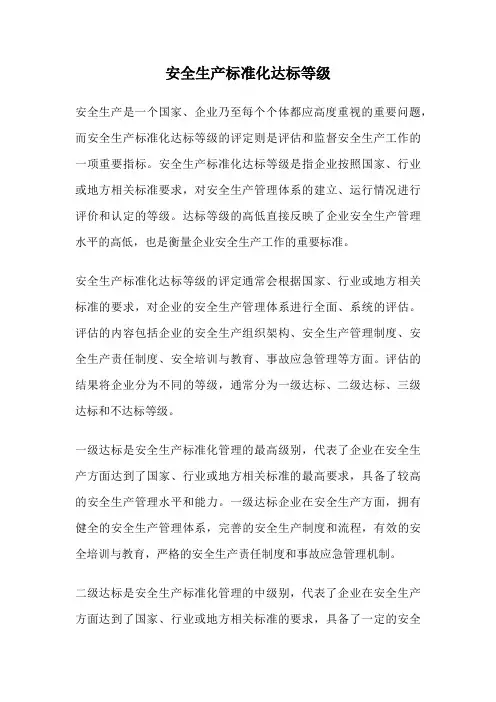 安全生产标准化达标等级