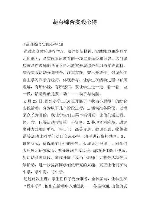 蔬菜综合实践心得
