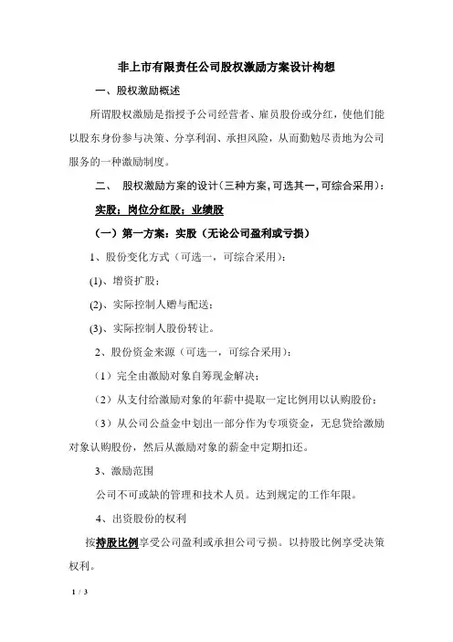非上市公司股权激励方案设计构想