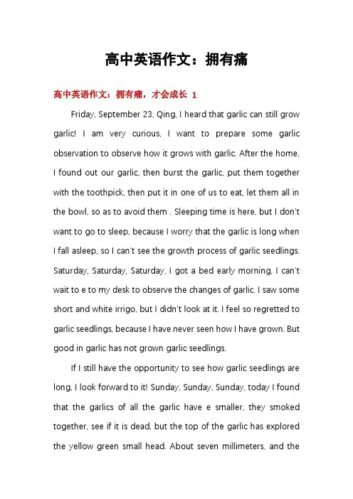 高中英语作文：拥有痛