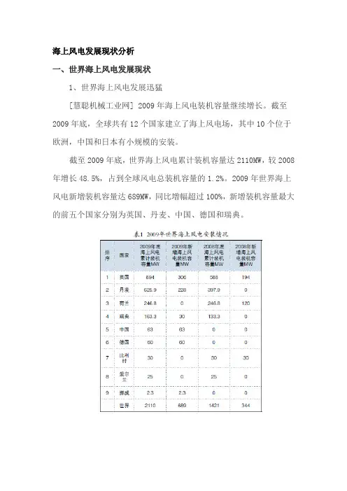 海上风电发展现状分析