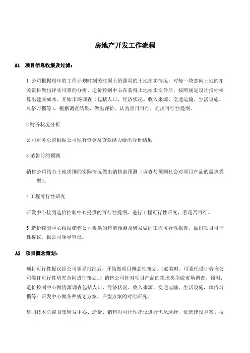 房地产公司房地产开发工作流程