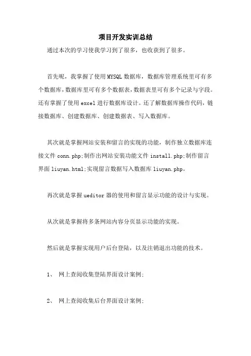 项目开发实训总结